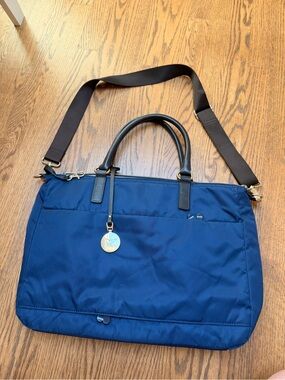 Lo & Sons Navy Blue Nylon Tote with Detachable Strap